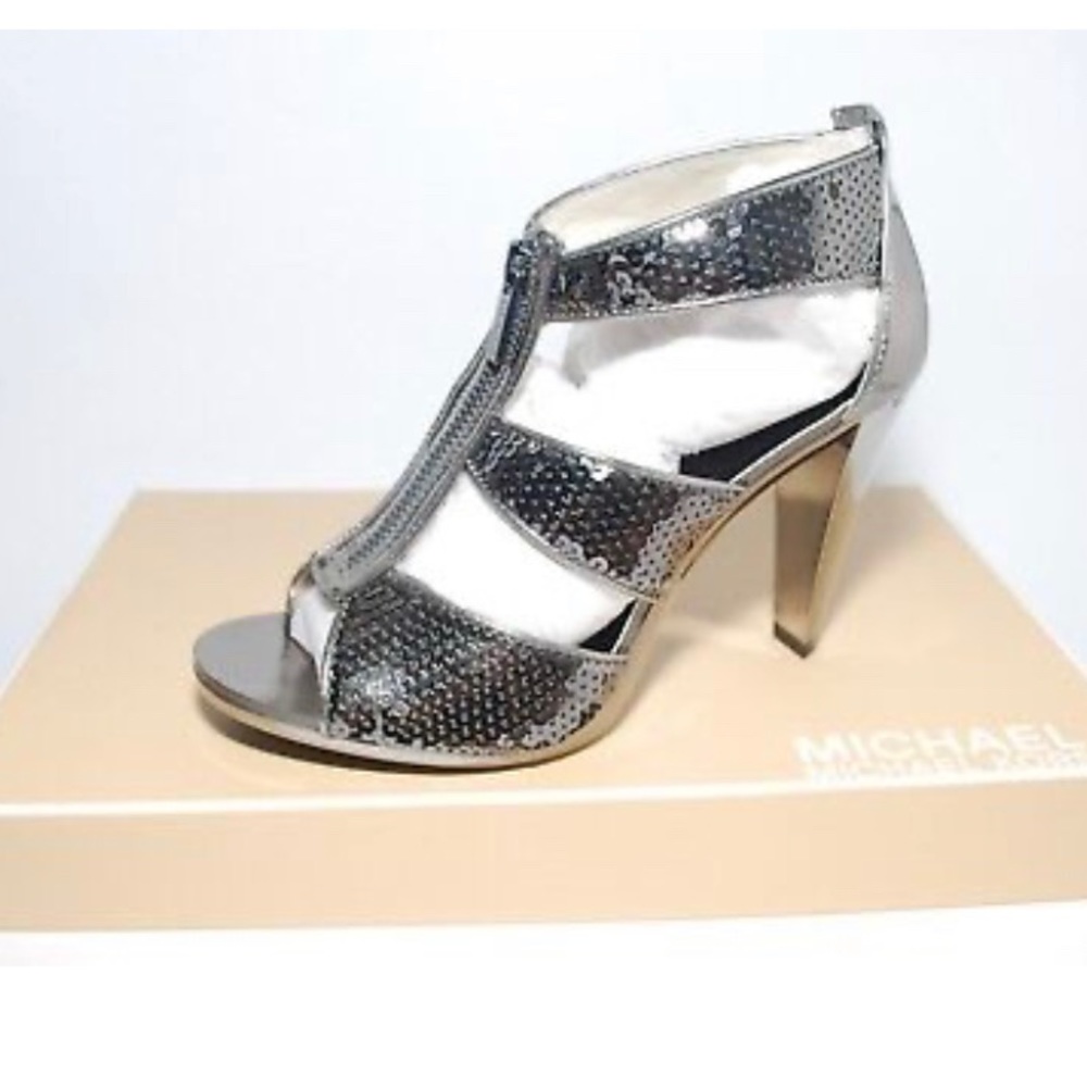 MICHAEL KORS BERKLEY STRAP SEQUINED HEELS